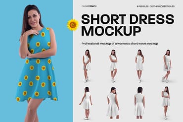 9 Women's Short Wave Dress Mockups