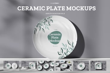 7 Ceramic Dinner/Dessert Plate Mockups vol.2
