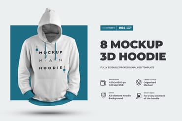 8 3D Men Mockups Hoodie