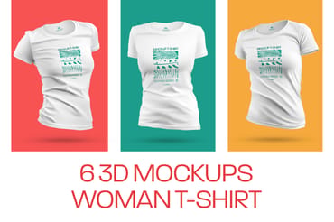 6 3D Mockups Woman T-Shirt