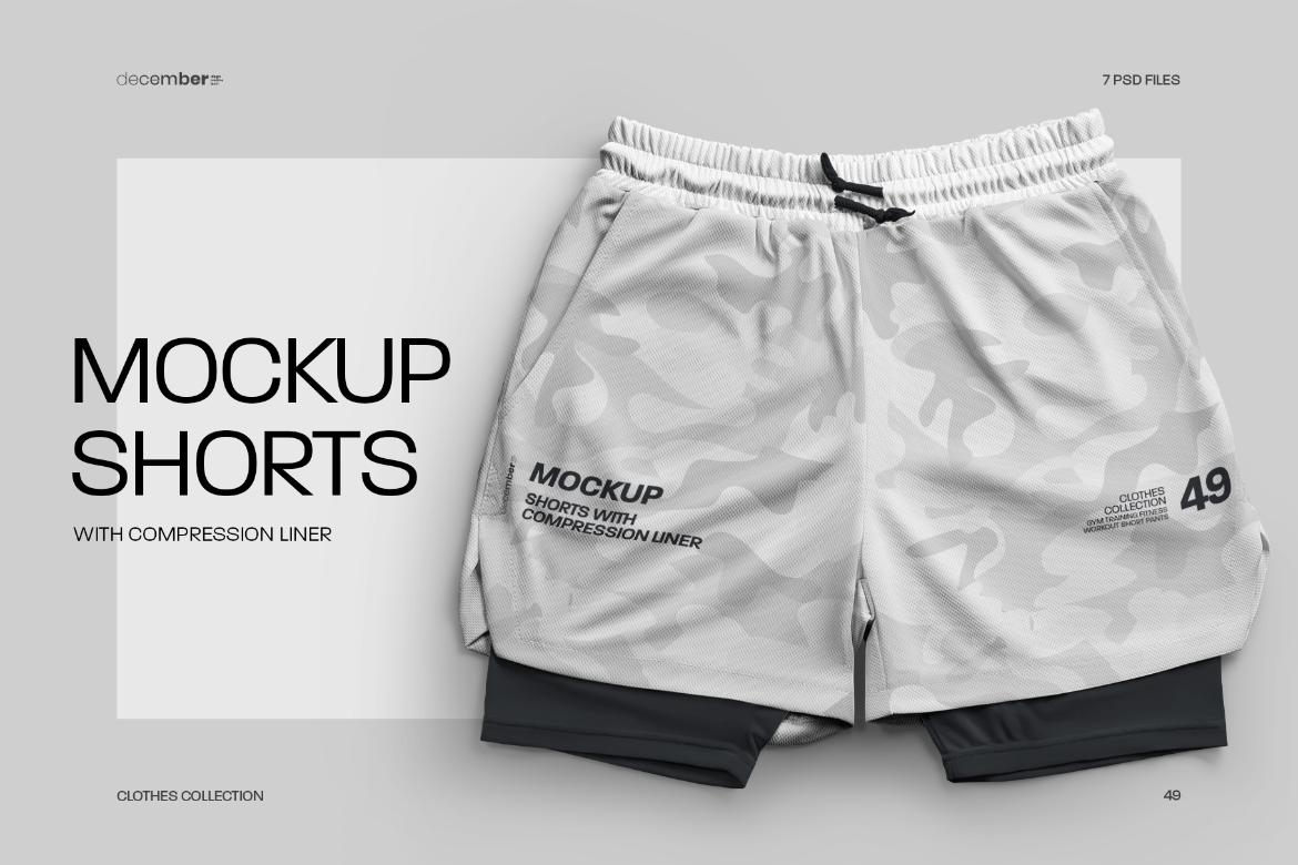 8 Mockups Shorts with Compression Liner