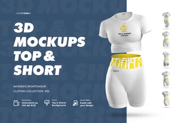 3D Mockup Women Top & Shorts Sportswears