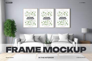   3 Mockups of Frames in the Interior. AI Generated