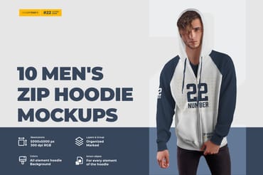 10 Men's Zip Hoodie Mockups