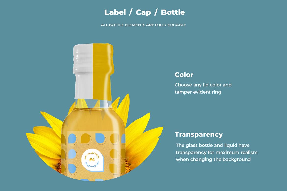 3 Mockups Glass Bottles Sunflower Oil