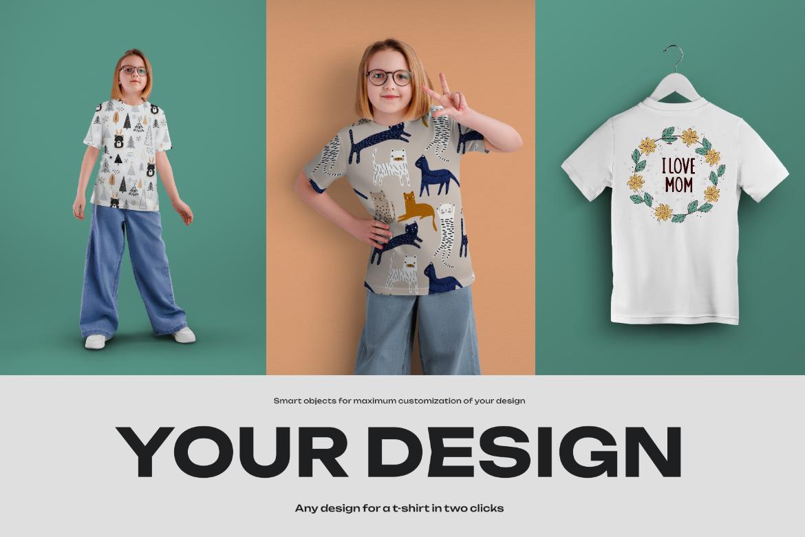 12 Mockups of a Children's T-shirt in Different Styles