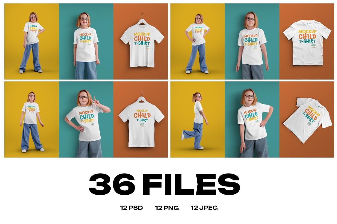 12 Mockups of a Children's T-shirt in Different Styles