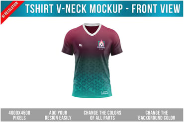 T-Shirt V-Neck Mockup - Front View