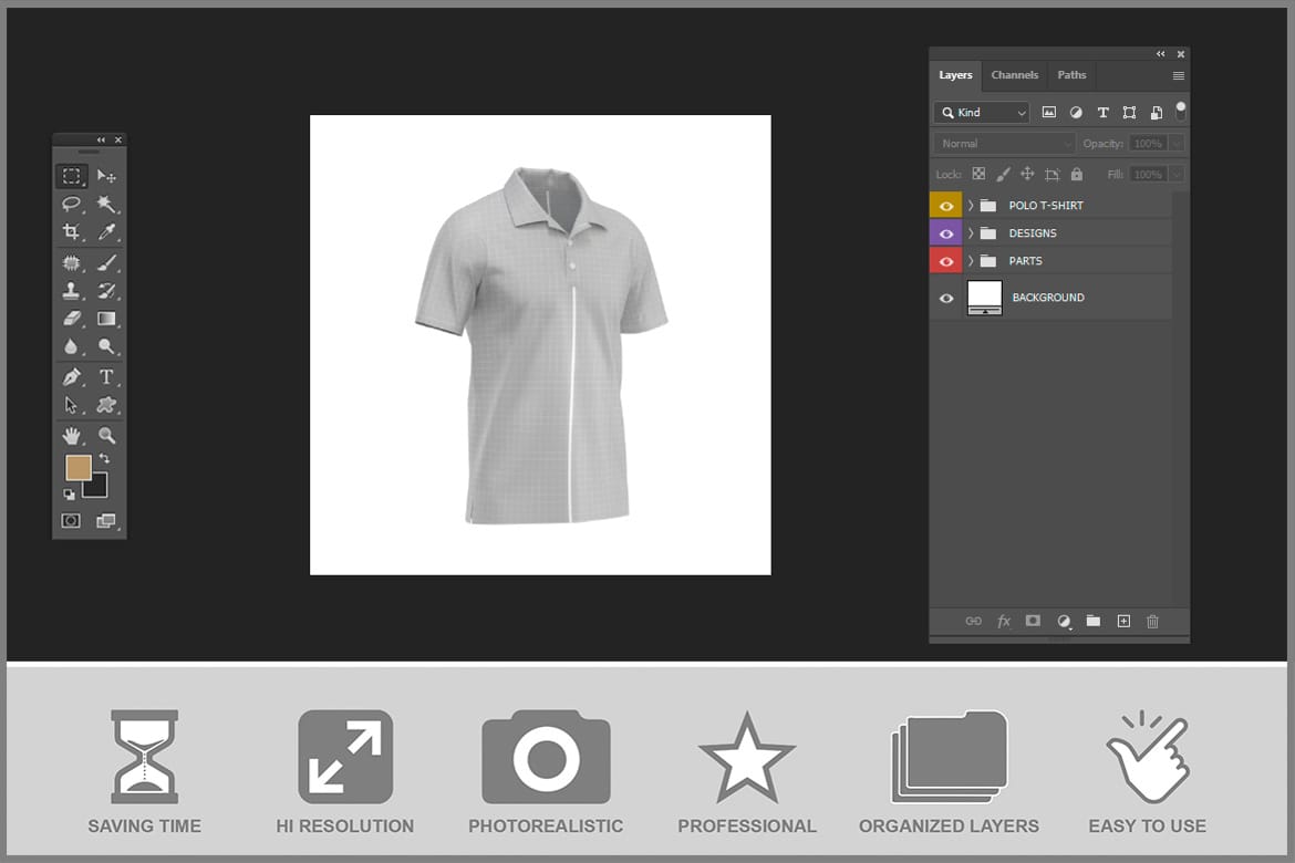 Polo T-Shirt Mockup - Half Side View