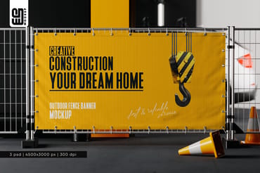 Outdoor Advertising Fence Banner Mockup