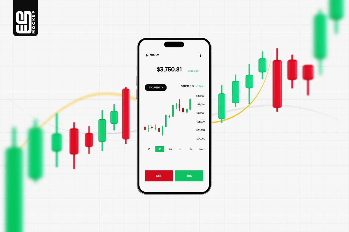 Smartphone Screen With Trading Candles Mockup