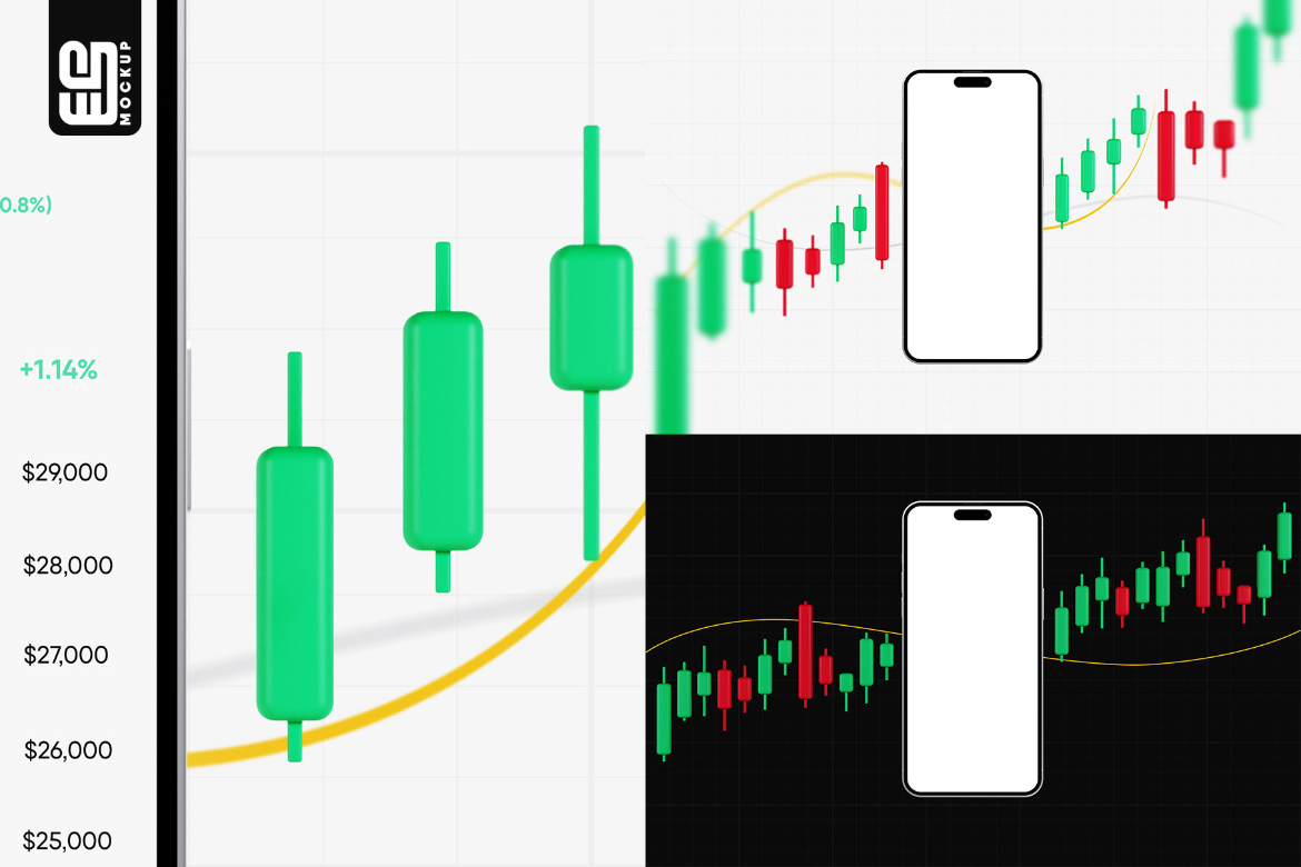 Smartphone Screen With Trading Candles Mockup