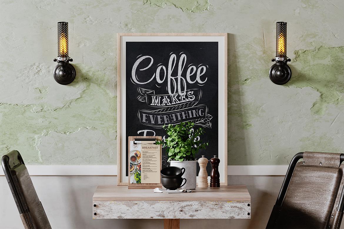 Vintage Cafe Poster Frame Mockup