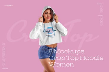  8 Mockups Women Crop Top Hoodie