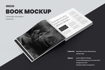  8 Book Mockups Hard Cover Landscape Oriantation.