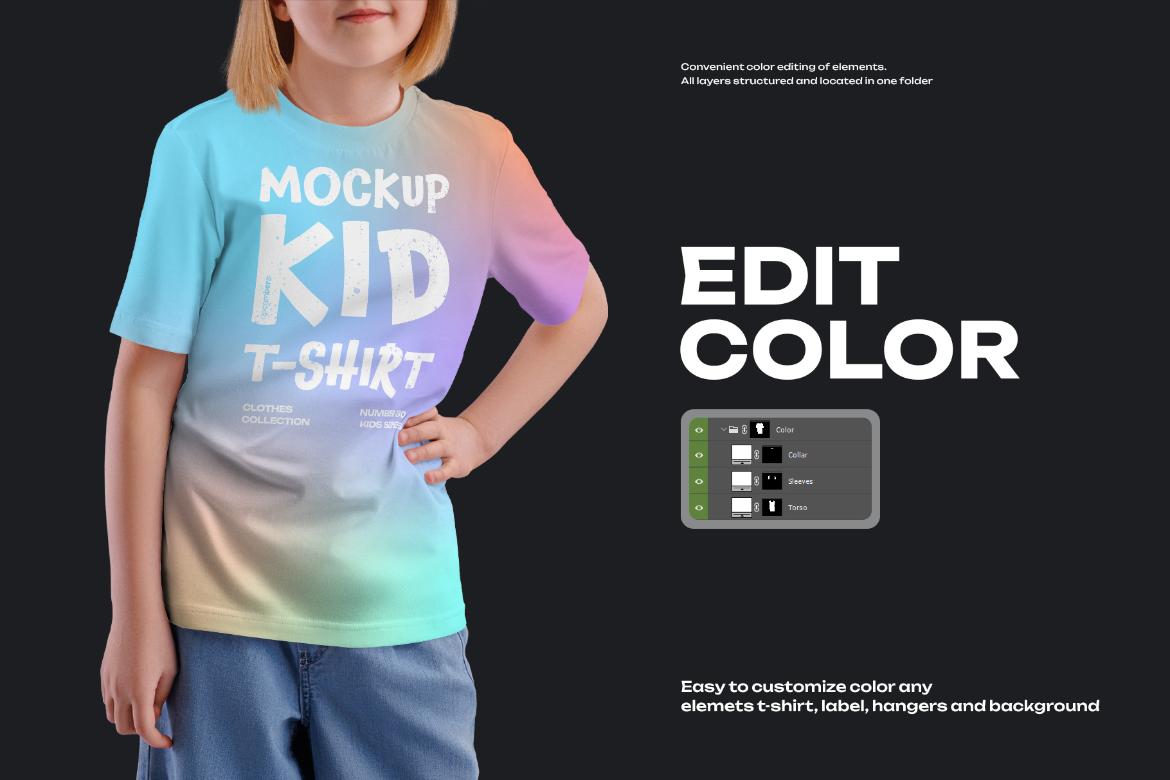 7 Mockups of a Kid's T-shirt on a Girl