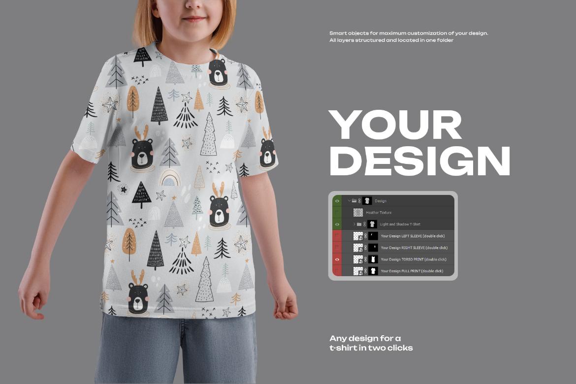 7 Mockups of a Kid's T-shirt on a Girl