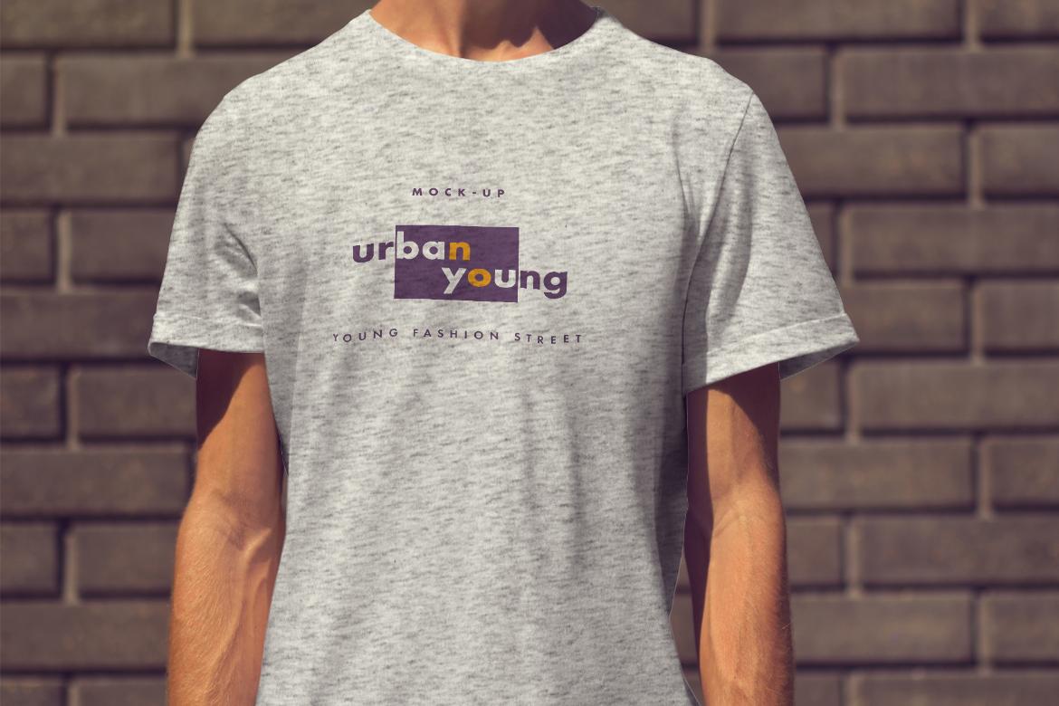 6 Mockups of an Elongated T-shirt on a Young Guy. Urban style