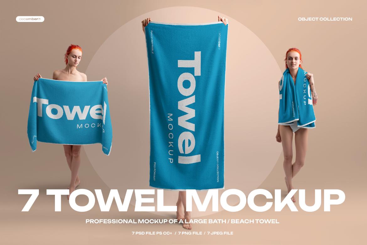 7 Mockup of a Large Bath / Beach Towel