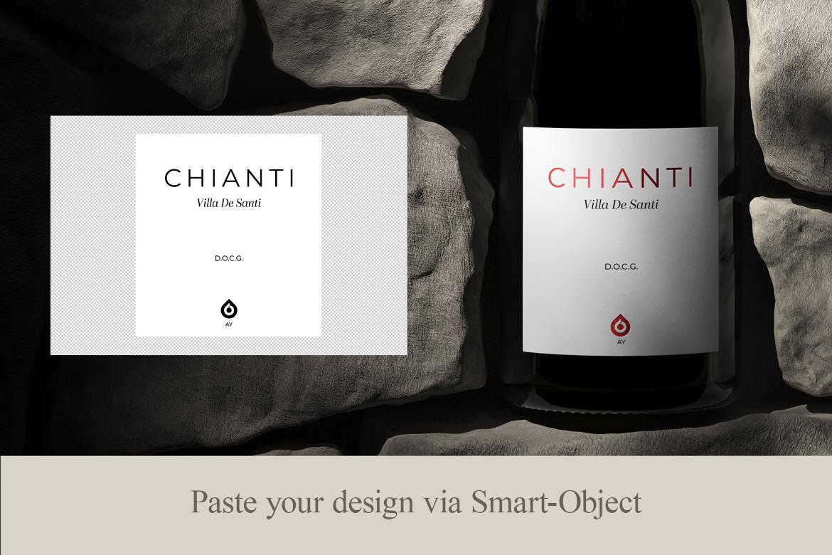 Burgundy Wine Bottle Mockup Vol.03