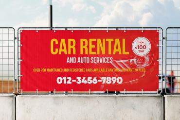 Advertising Banner on the Road Barrier Mockup