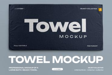  6 Mockup of a Large Bath / Beach Towel 