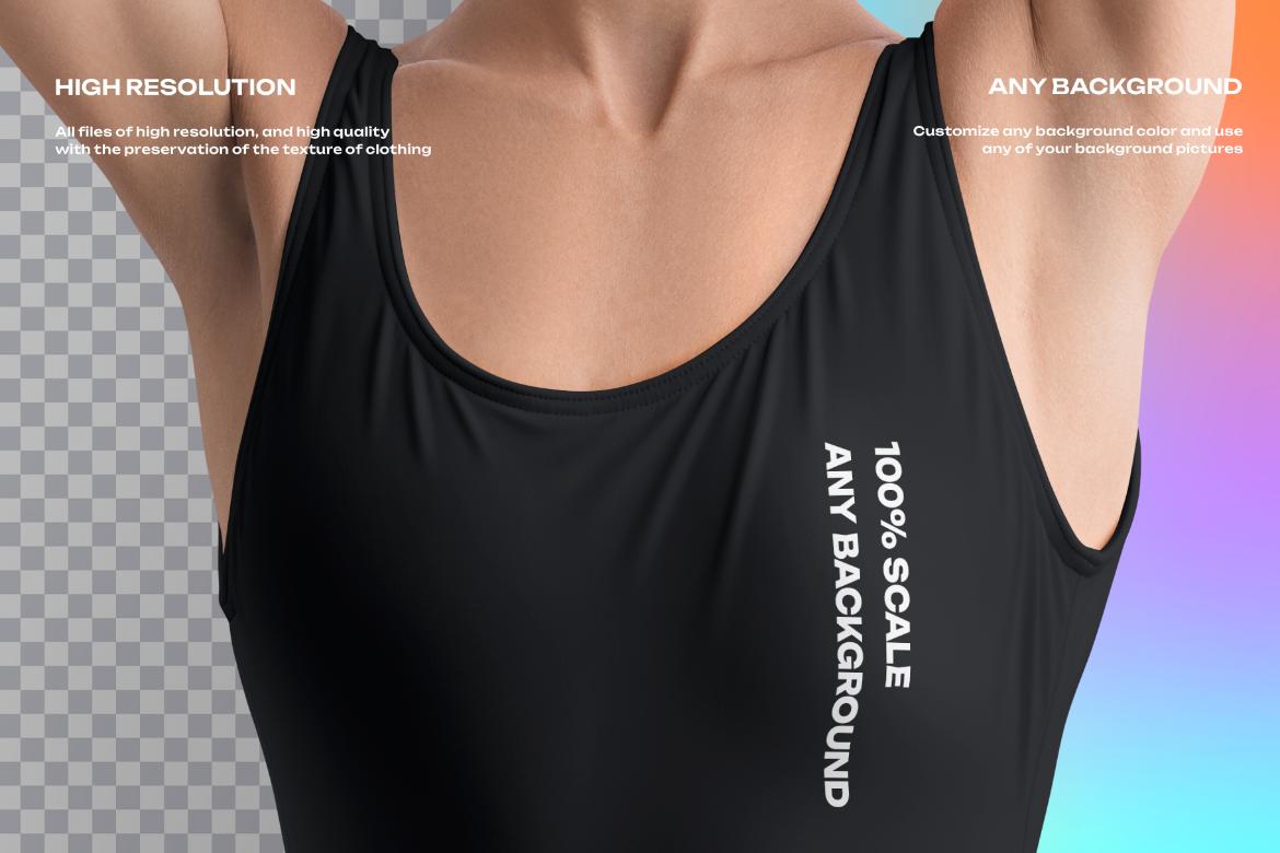 6 Mockups of a One Piece Sports Women's Swimsuit