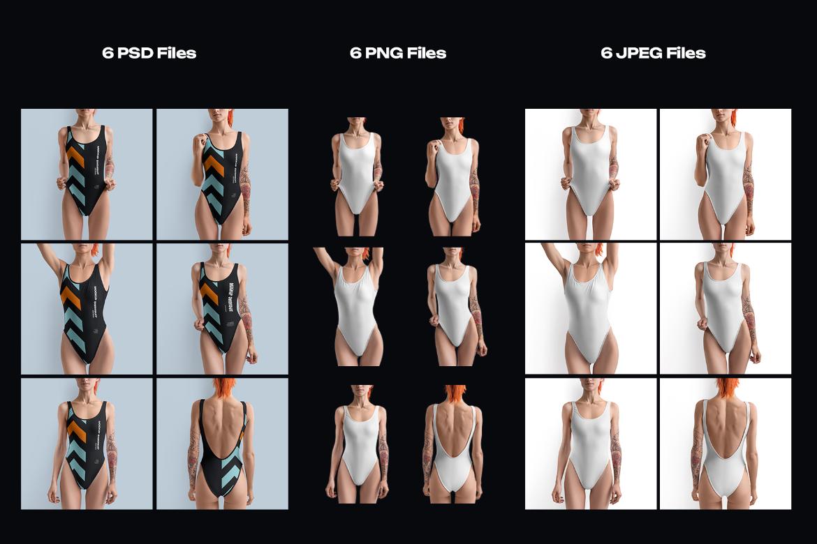 6 Mockups of a One Piece Sports Women's Swimsuit