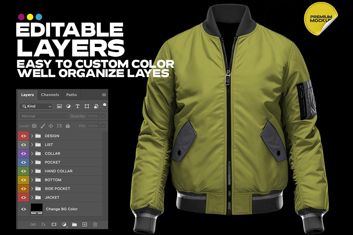 Realistic Bomber Jacket Mockup