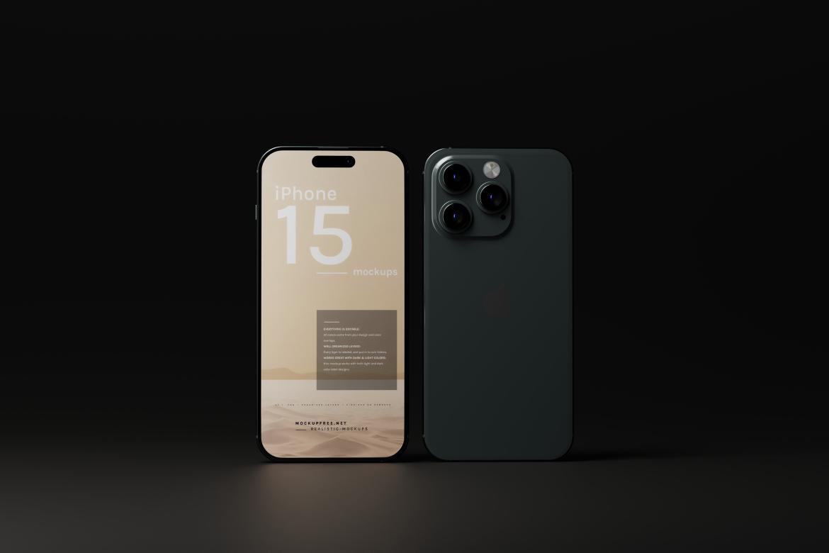 iPhone 15 Dark Background Mockups