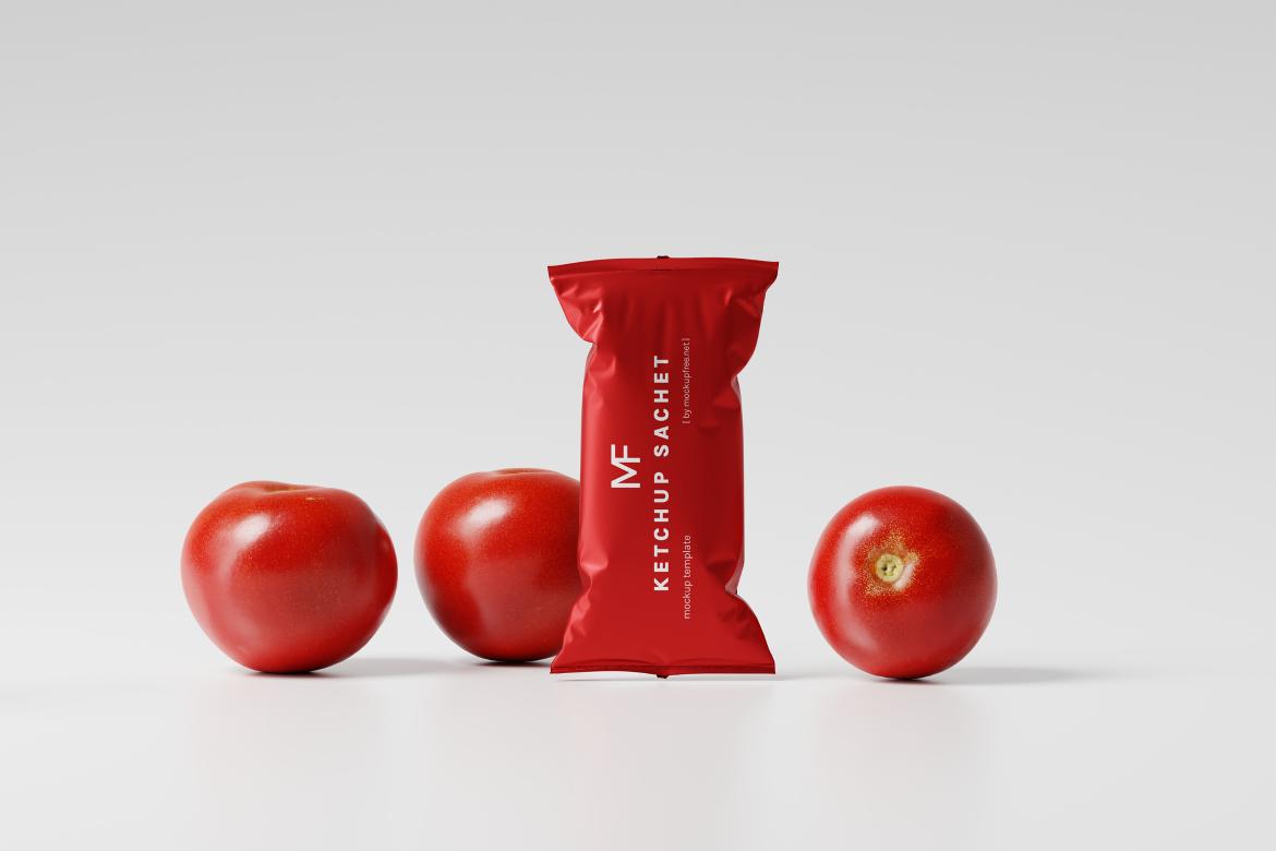 Tomato Ketchup Sachet Packet Mockups