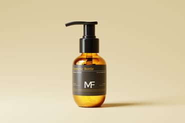 Small Amber Glass Cosmetic Pump Bottle Mockups