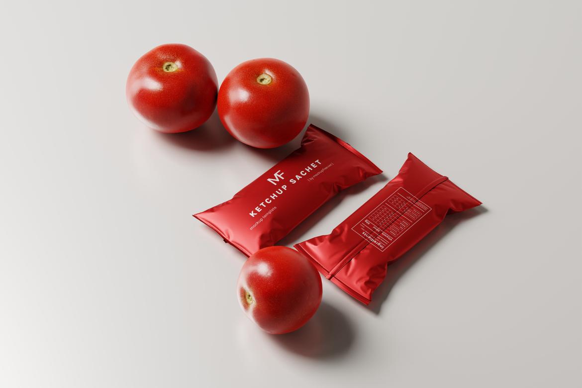 Tomato Ketchup Sachet Packet Mockups