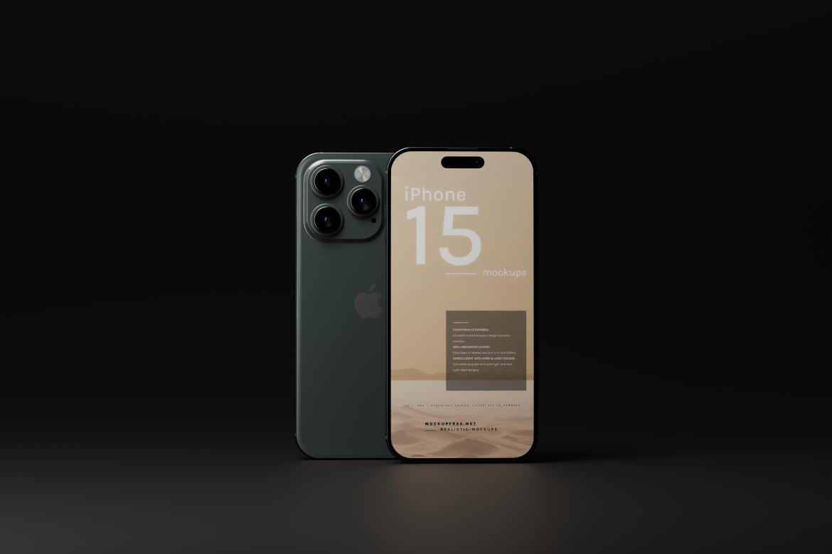 iPhone 15 Dark Background Mockups