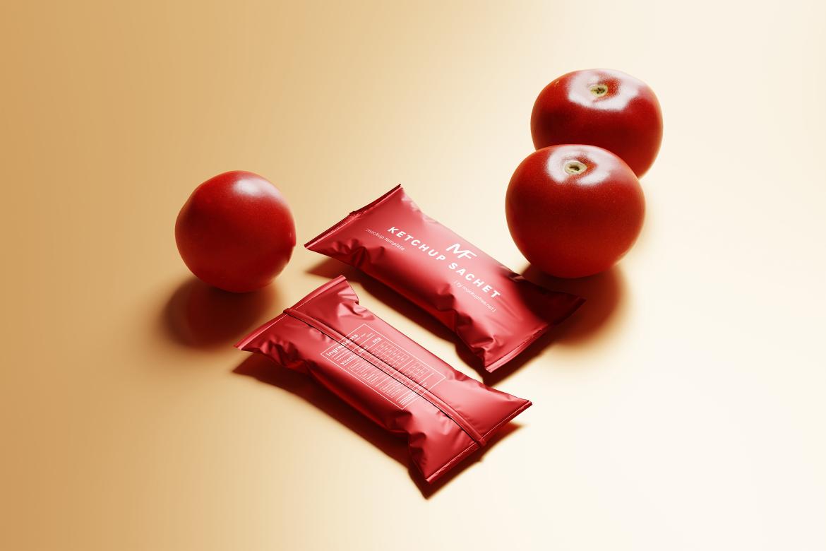 Tomato Ketchup Sachet Packet Mockups