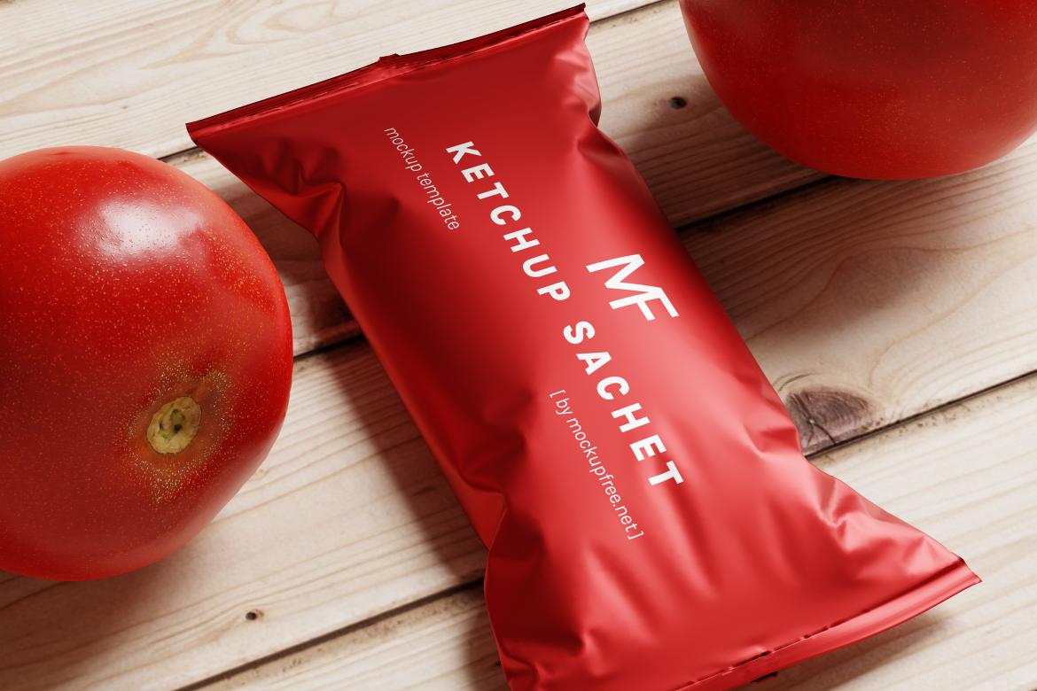 Tomato Ketchup Sachet Packet Mockups