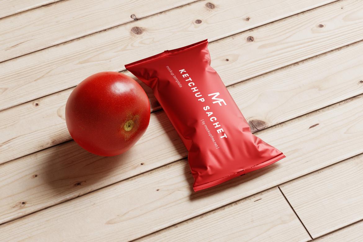 Tomato Ketchup Sachet Packet Mockups