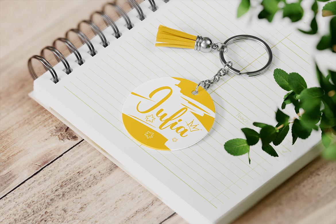 Round Keychain with Tassel Mockup