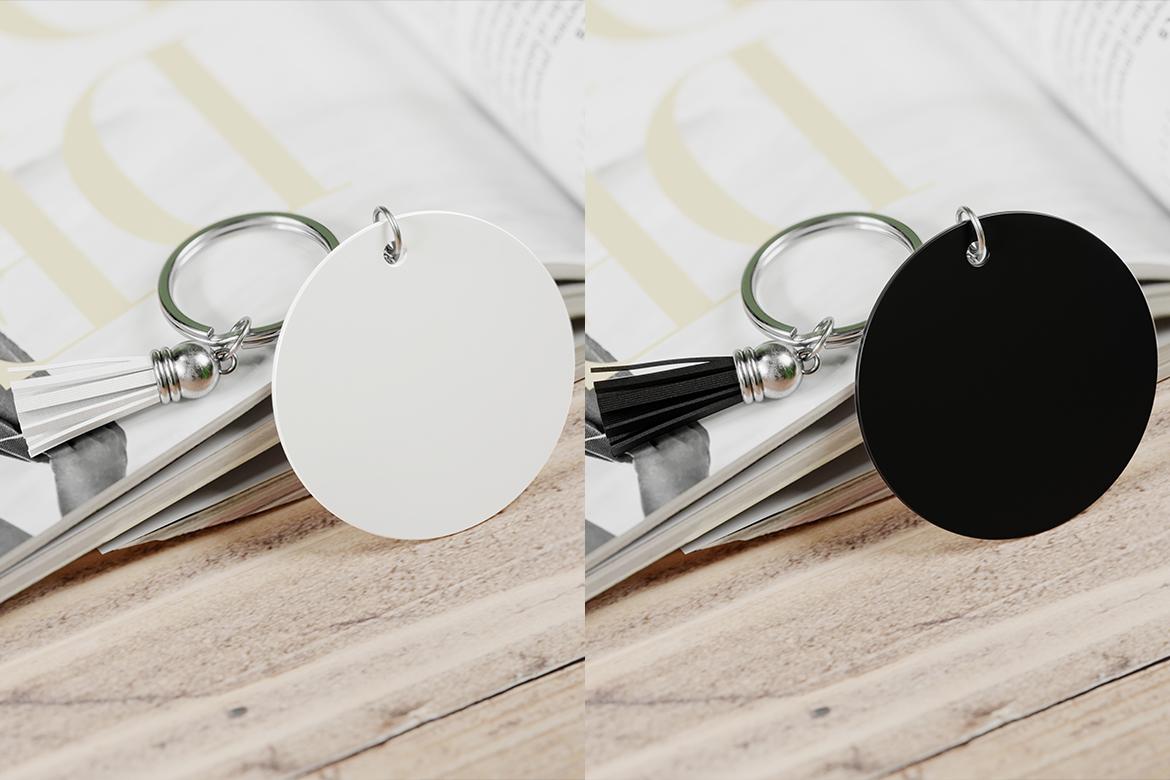Round Keychain with Tassel Mockup
