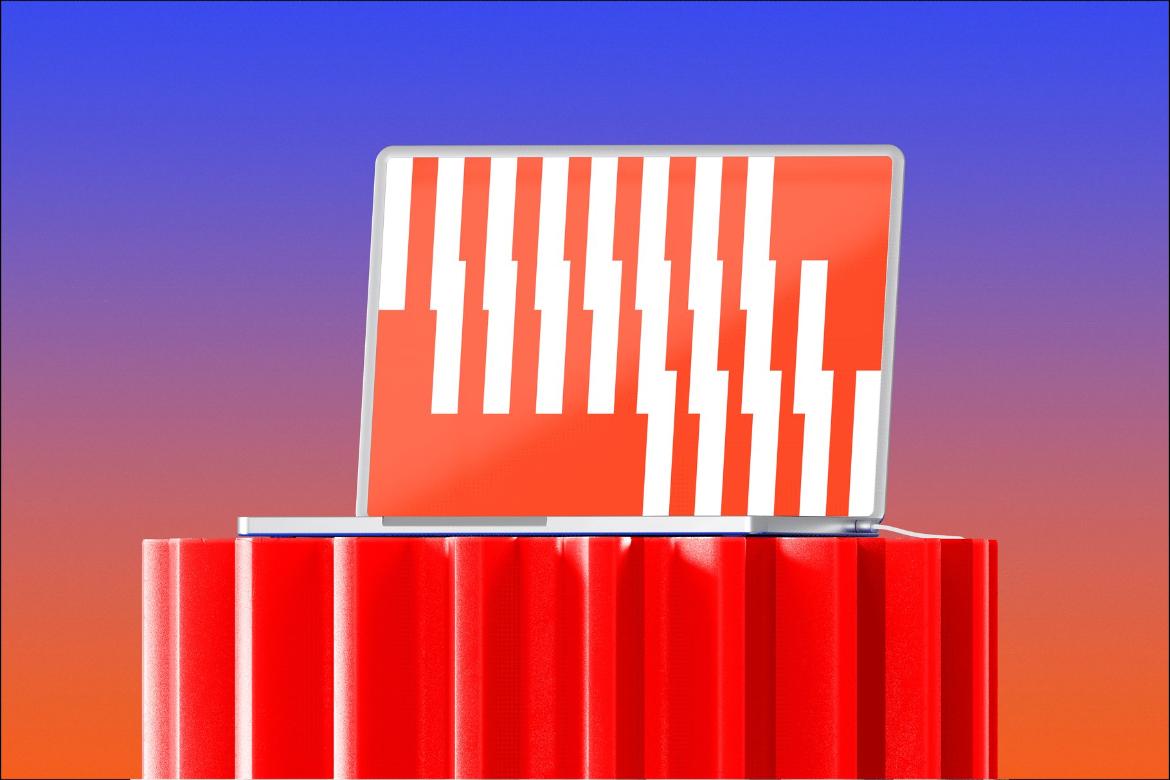 Laptop Screen on Art Plinth Mockup