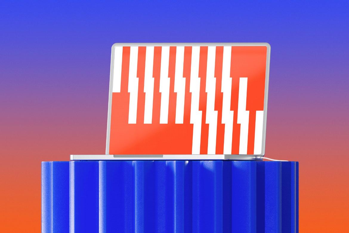 Laptop Screen on Art Plinth Mockup