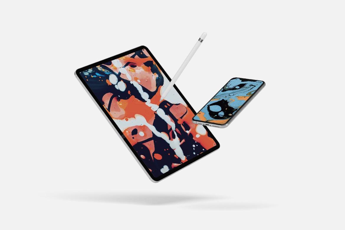 Floating iPad iPhone Device Mockups