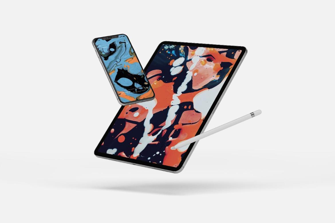 Floating iPad iPhone Device Mockups