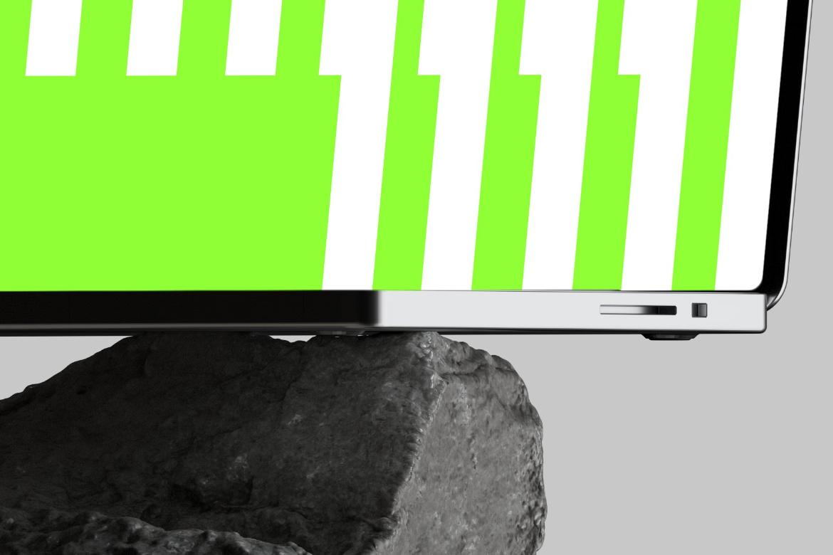 Laptop Balance on Rock Mockup Portrait
