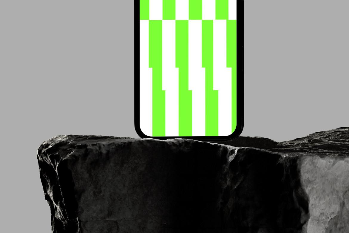 iPhone on Rock Frontal Mockup