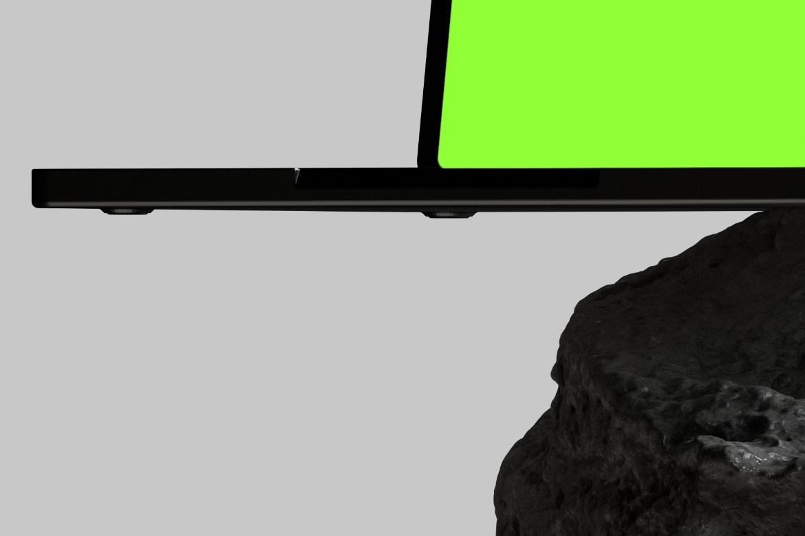 Laptop Balance on Rock Mockup Portrait