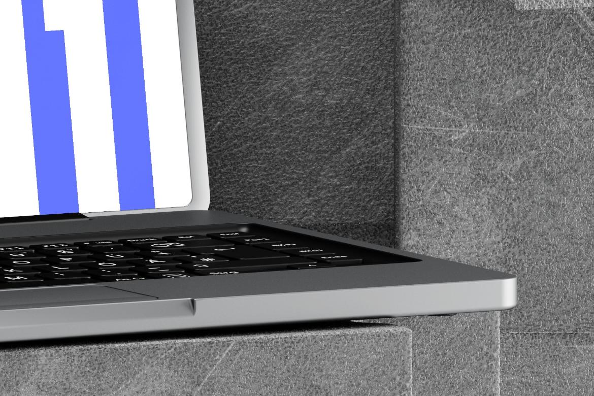 Laptop on Cinder Blocks Mockup
