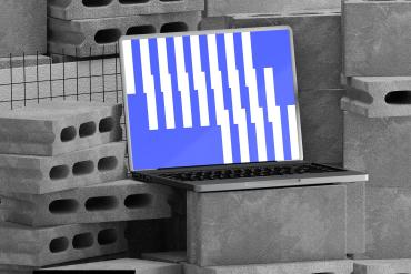 Laptop on Cinder Blocks Mockup
