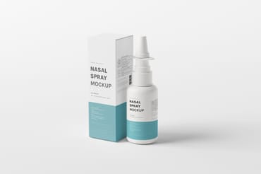 Plastic Nasal Spray Bottle with Box Mockups