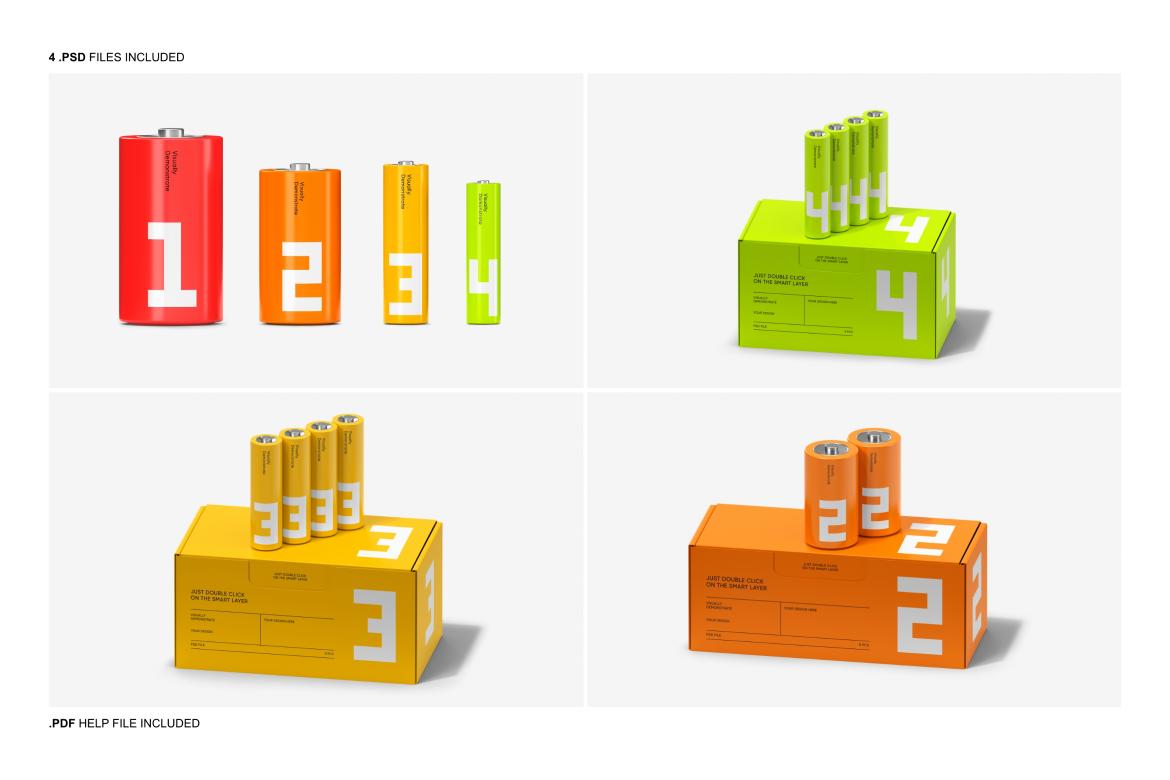 Battery Packaging Mockup Set
